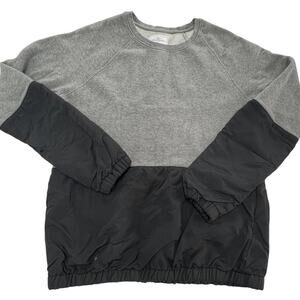 Your Neighbors Pullover Sweater Mens Medium‎ Gray Black Nylon Contrast Crewneck